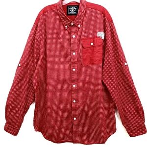 Nwot PARISH Nation Red Button Down Longsleeve Shirt with Tiny White Stars